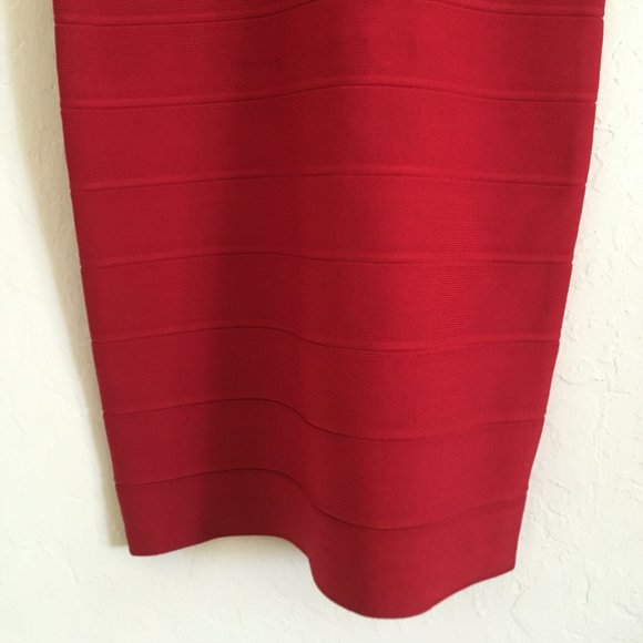 Herve Leger Sydney Bandage Bodycon Scoopneck Mini Dress Lipstick Red Small - Picture 6 of 11